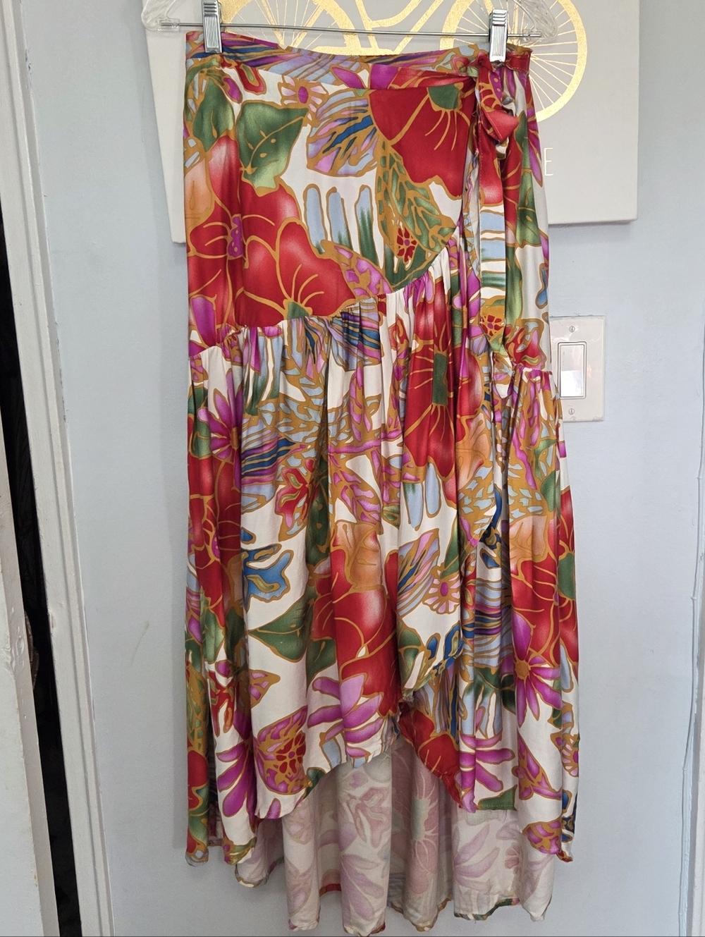 Cynthia Rowley Floral Wrap Ruffle Skirt Size S